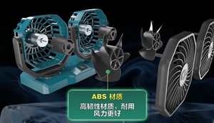 Ventilateur de voiture électrique portable à double embout 12V/24V/5V USB pour voitures, camions et fourgonnettes, système de refroidissement spécifique à l'été, faible bruit 30-34 dB, puissance 10W - Product Image 6