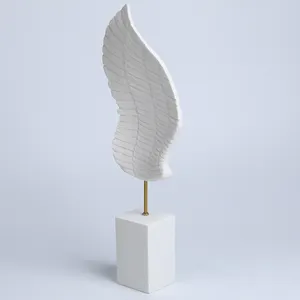 White Art Resin Angel Wings Sculpture Decoration Creativity Modern Home Office Desk Bookcase Decoration