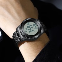 베스트윈 BW132-3 최고급 명품 스테인리스 스틸 알람 시계 남성용 패션 LED 디지털 방수 손목시계