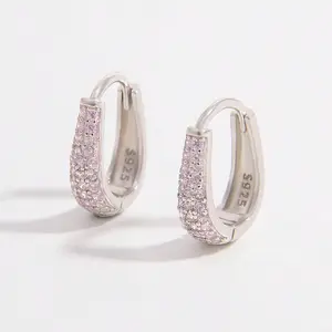925 minimalista argento Sterling ovali Huggies orecchini a cerchio gioielli pregiati donne orecchini per donne ragazze carine