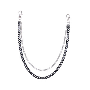 yueli Waist <b>Chain</b> Double Tone <b>Black</b> And White Zinc Alloy Hip Hop Style Daily Wear Fashion Body <b>Chain</b> - Product Image 5