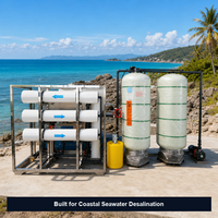 Système de dessalement d'eau de mer par osmose inverse 3T/H, station de traitement d'eau 3000L/H, 5kW, acier inoxydable 201, prêt pour l'exploitation offshore, 220V