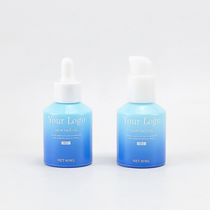 Bottiglie in Vetro Personalizzate con Gradiente Blu da 40ml, con Tappo Contagocce e Pompa per Packaging Cosmetico - Product Image 1