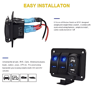 Kép USB ổ cắm <span class=keywords><strong>5</strong></span> pin SPST ON-OFF Rocker bảng chuyển đổi 12V 20A 2 băng đảng Marine Rocker chuyển đổi cho xe ánh sáng <span class=keywords><strong>5</strong></span> pin SPST Rocker chuyển đổi - Product Image 6