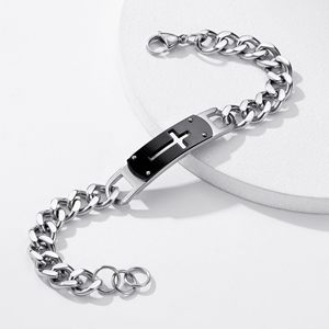 Bracelet croix punk classique en acier inoxydable, réglable, bijoux chrétiens pour homme, plaqué noir, tendance, anniversaire - Product Image 2