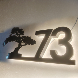 Números de Casa Acrílicos con Retroiluminación Solar LED, Letreros de Dirección Personalizables para Publicidad, Transformador Impermeable IPx4, Control Remoto para Oficina - Product Image 1