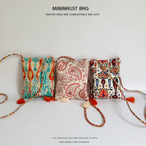 Women's <strong>Ethnic</strong> Style Polyester Printed Single Strap Crossbody Shoulder <strong>Bag</strong> with Tassel Zip Closure Lock <strong>Mobile</strong> Phone Coin Purse - Product Image 3
