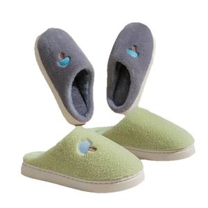 Pantuflas de Algodón para el Hogar, Otoño e Invierno, con Bordado, Color Sólido, Afelpadas, Cálidas, Diseño Antideslizante para Parejas - Product Image 5