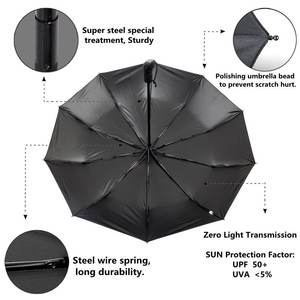 Paraguas UV automático, venta al por mayor, portátil, protección solar, viaje, impresión personalizada, Paraguas compacto, 3 pliegues para la lluvia, Paraguas - Product Image 2