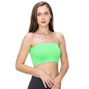 Haut court sans bretelles pour femme, couleur unie, tricoté en polyester, respirant, sportif, pour le printemps et l'été - Product Image 1