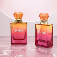 Nouveau flacon de parfum en verre rose gradué de luxe de haute qualité de 50 ml avec vaporisateur à brume sérigraphié