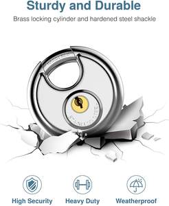 OEMディスクロック 2 3/4インチ 70mm ステンレス鋼 クロムメッキ 同一鍵 シングル/ダブルロック ボールベアリング ディスク型南京錠 - Product Image 4