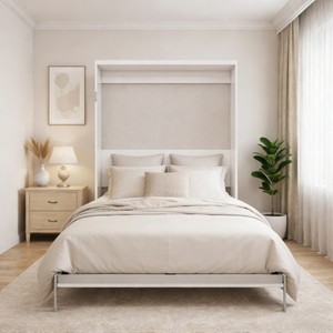 Letto a scomparsa verticale multifunzionale standard con telaio grigio salvaspazio per soggiorno - Product Image 1