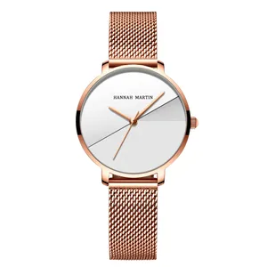 Hannah Martin 133 Neue Ankunft Frauen 36mm Zifferblatt Ultra Dünne Minimalistischen Quarz Analog Uhren Original Marke Mesh Band uhren reloj