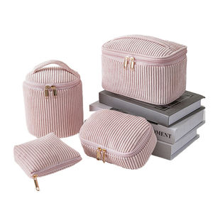 Offre Spéciale gros Portable velours côtelé tissu dame voyage organisateur bin cosmétique maquillage bac de rangement crayon panier ensemble de 4 pièces - Product Image 6