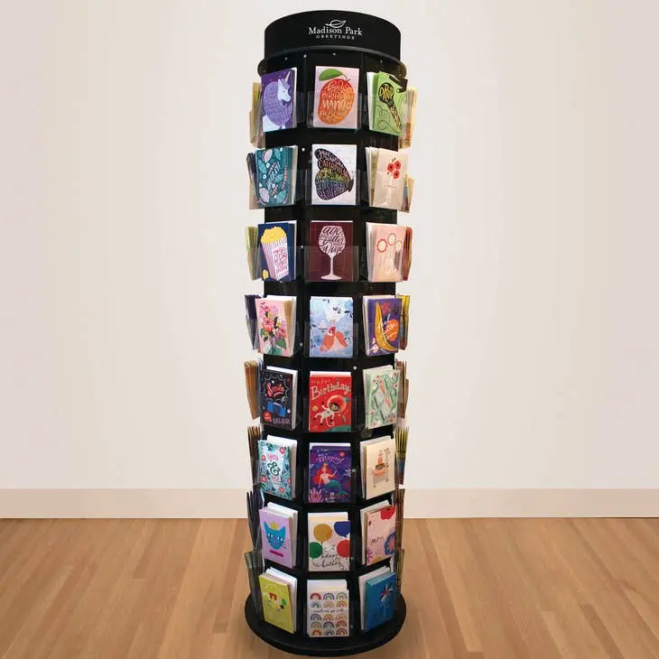 Customized Floor Stand Pocket Rotating Sturdy Durable Magazine Holder Display Racks Wire Greeting Card Displays Rack