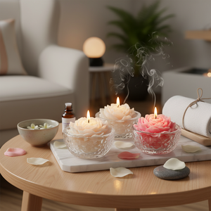 Velas Aromáticas con Forma de Flor, Diseño de Rosa Multicolor, <span class=keywords><strong>Cera</strong></span> de Soja Natural, Aromáticas para Decoración del Hogar, Bodas, Spa, Juego de Regalo - Product Image 4