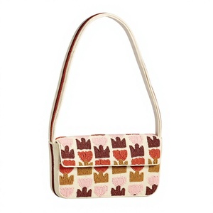 Sac à main rectangulaire élégant, nouvellement brodé, en tissu de coton champagne, artisanat fait main, pour mariage et fêtes - Product Image 2