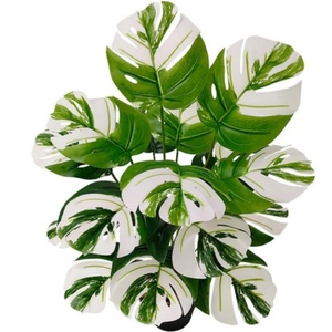 Feuilles artificielles de tortue blanches vertes plantes d'arbre <span class=keywords><strong>sans</strong></span> bonsaï en <span class=keywords><strong>pot</strong></span> pour la maison bureau fête jardin chambre porche porte d'entrée décor - Product Image 1