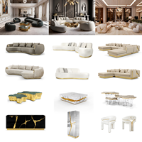 Ensemble de canapés de luxe italiens pour salon, canapé incurvé de luxe pour salon, mobilier de salon, canapé en laiton