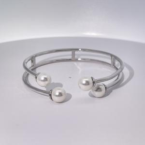 Tianyu Gems Modern Minimalist <b>Copper</b> <b>Bangle</b> with Faux Pearl Embellishments and Lightweight Women's Jewelry - Product Image 1