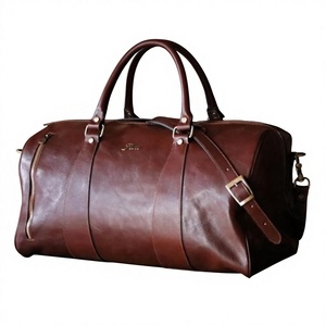 OEM Custom Genuine Leather Vintage Waterproof Travel Duffel <b>Bag</b>-Zipper Closure Adjustable Strap Large Capacity Multifunctional - Product Image 6