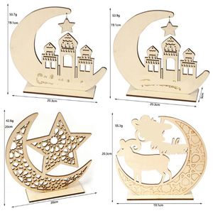 Decoración de Madera para Ramadán y Eid, Castillo Lunar, Estrella, Letra Árabe, Figura de Oveja, Adorno de Escritorio para Decoración de Mesa Festiva en el Hogar - Product Image 5