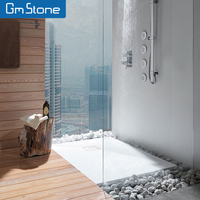 GM-3117 personnalisable sans cadre Rectangle Surface solide bac à douche carré apparence charnière salle de bain utilisation faite pierre artificielle