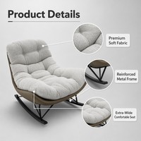 Fauteuil inclinable à bascule de luxe, spacieux et renforcé, en cuir écologique et mélange de velours, idéal pour salon, chambre et balcon – Vente directe usine