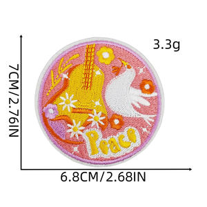 Petit quantité minimale de commande belle couleur Orange bohème été vacances Style fer sur fleur brodée paix amour arc-en-ciel patchs pour bricolage - Product Image 6