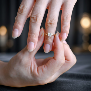 Anillo de Compromiso y Boda Solitario de Moissanita con Corte Princesa Clásico en Oro Sólido de 18K con Certificación IGI y Engaste de Puntas para Mujer - Product Image 1