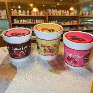 Atacado Imprimir Produtos Do Logotipo Sorvete Descartável Logotipo Personalizado Sorvete com Tampa Food Grade Paper Ice Cream Alta Qualidade - Product Image 1