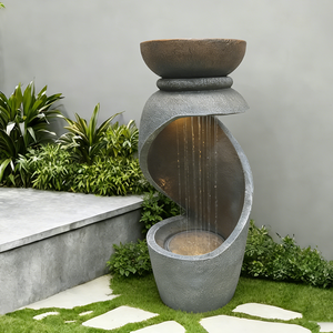 Fuente Luminosa de Fibra de Vidrio con Cortina de Agua y Maceta, Decoración Impermeable para Uso en Interiores y Exteriores - Product Image 1