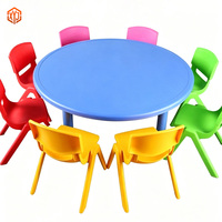 Table ronde en plastique multicolores XYJ pour la maternelle, table d'enfant pour la maternelle, table d'étude pour enfants et chaise