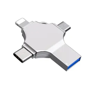 64GB 사용자 정의 유형-c USB 마이크로 번개 안드로이드 스틱 U 디스크 otg USB 2.0 Pendrive 128GB 메모리 4 in 1 USB 플래시 드라이브