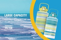 HAERS Outdoor Grande capacité en acier inoxydable Tasse portable isolée sous vide avec filtre et paille Bouteille d'eau de sport Bouilloire