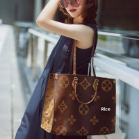Sac fourre-tout et sac à bandoulière pour femme, grande capacité, haut de gamme, imprimé floral, monogramme, en toile et PU, style urbain, pour le transport sous le bras, sélection transfrontalière