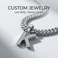 Collier en acier inoxydable Yogoo avec initiale personnalisée K pour homme, pendentif alphabet pavé de zirconiums, chaîne cubaine tendance
