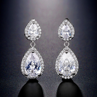 Boucles d'oreilles clous en zircon pour femme RAKOL EP1068, plaquées argent/or, tendance, certifiées par un tiers, pour mariage et mariée