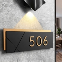 Plaques de numéros de porte personnalisées haut de gamme modernes en acier inoxydable avec LED, étanches IP65, pour bureaux, centres commerciaux, magasins, hôtels, bars - Direction