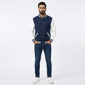 FINER THREADS Custom Luxury Coated Canvas Casual Stand Collar Front Logo Breathable Winter Varsity <b>Jacket</b> for <b>Men</b> College - Product Image 1