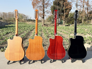 Guitarra Acústica Eléctrica <span class=keywords><strong>de</strong></span> <span class=keywords><strong>12</strong></span> <span class=keywords><strong>Cuerdas</strong></span>, Negra Brillante, <span class=keywords><strong>de</strong></span> 41 Pulgadas, con Logotipo Personalizado, Precio Económico <span class=keywords><strong>de</strong></span> Fábrica en China, Instrumento Musical Folk Dreadnought - Product Image 5