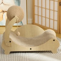 Arbre à chat moderne et léger (1,5 kg) en carton écologique, design lit de repos incurvé, matériaux en sisal, papier ondulé et bois