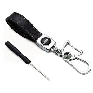 Porte-clés en cuir personnalisé imprimé promotionnel d'usine, porte-clés de voiture, porte-clés en métal avec logo de designer - Product Image 1