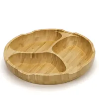 Plateau de séparation de cuisine rond en bois, outils de cuisine de haute qualité écologiques réutilisables assiettes en bambou