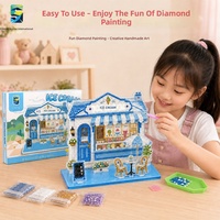 Ensemble d'ornements de Noël modernes peints à la main en 3D avec diamants, design maison en acrylique écologique, décoration murale DIY