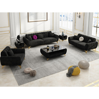 Muebles completos de estilo nórdico para sala de estar, juego de sofá a rayas de tela de terciopelo 3 2 1, patas Base de Color dorado, sofá suave y cómodo