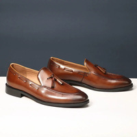 Mocassins en cuir véritable vintage à enfiler, chaussures de ville professionnelles, en stock, très demandés