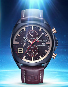 <span class=keywords><strong>Reloj</strong></span> CURREN 8324 King para Hombre, <span class=keywords><strong>Reloj</strong></span> de Cuarzo Blanco con Correa de Cuero Genuino Creativa, Resistente al Agua, Cronógrafo, Conjunto de <span class=keywords><strong>Reloj</strong></span> de Expedición - Product Image 2