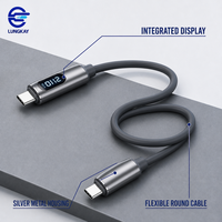 Kabel USB C ke C LUNG KAY 240W 5A dengan Layar Digital untuk Laptop, Ponsel, Tablet, Custom OEM ODM Pabrik